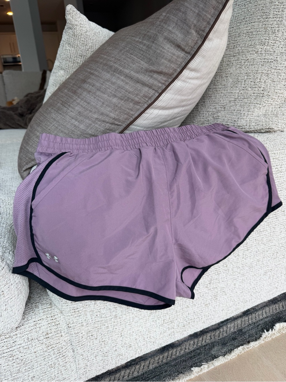 Under Armour Lavender Women's Running Shorts with Adjustable tie waistband